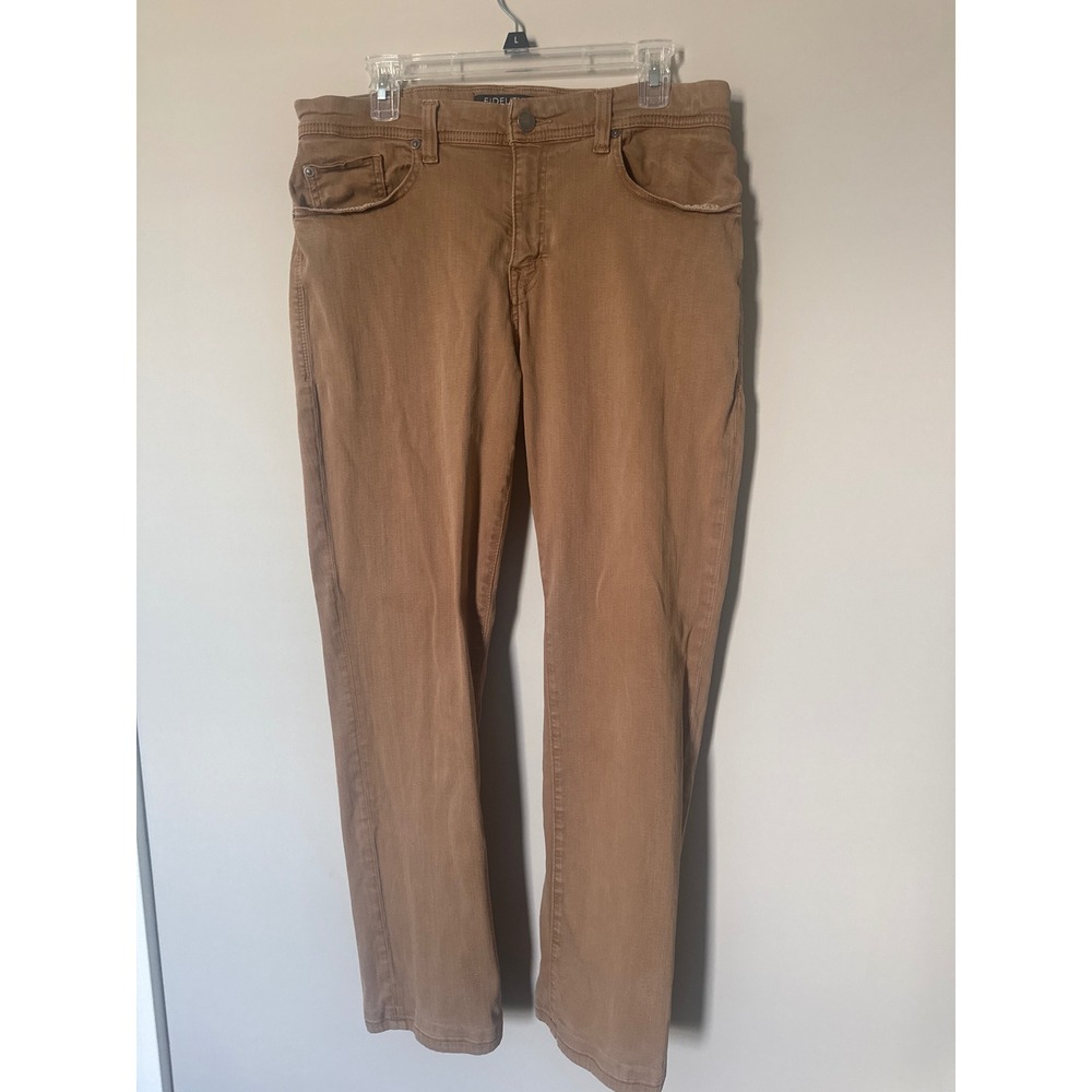 Fidelity Denim Jimmy Slim Straight Leg Pants Mens 34 Camel Tan Khaki Brown